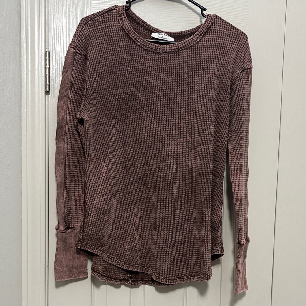 Zenana Outfitters Waffle Knit Mauve Sweatshirt